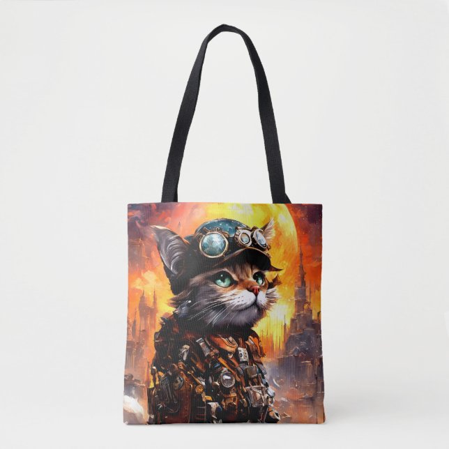 Bolsa Tote Gato Steampunk II (Frente)