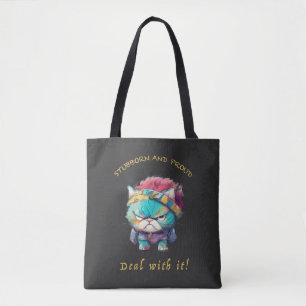Bolsa Tote Gato Stubborn Lida Com Ele Engraçado Adorável