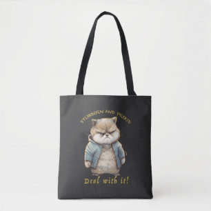 Bolsa Tote Gato Stubborn Lida Com Ele Engraçado Adorável