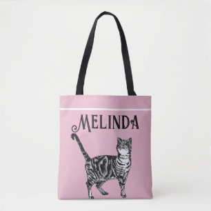 Bolsa Tote Gato Tabby Pastel Gatos Crianças Rosas claro Rapar