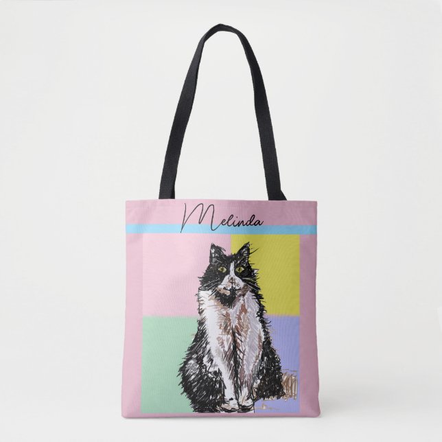 Bolsa Tote Gato Tabby Pastel Gatos Crianças Rosas claro Rapar (Frente)