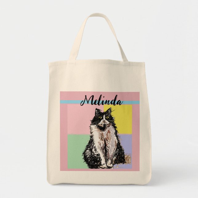 Bolsa Tote Gato Tabby Pastel Gatos Crianças Rosas claro Rapar (Frente)