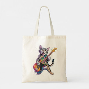 Bolsa Tote gato tocando guitarra Rock And Roll