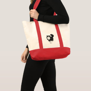 Bolsa Tote Gato Tuxedo Engraçado de Cabelo Longo Personalizad