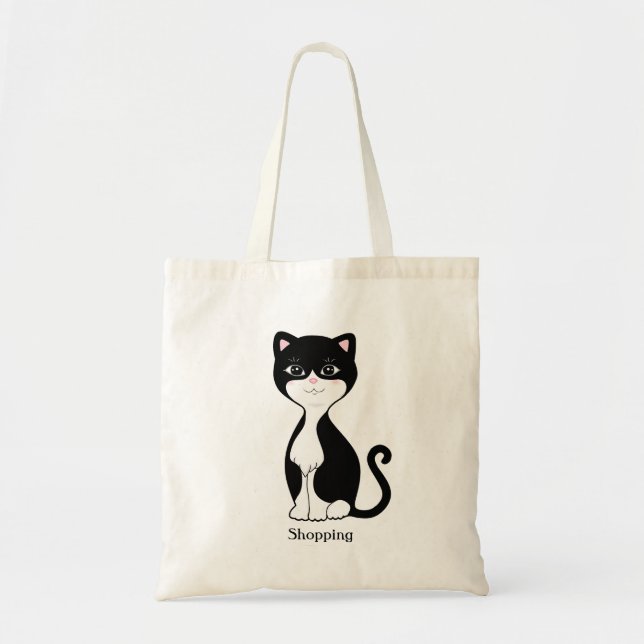 Bolsa Tote Gato Tuxedo Inteligente Fofo (Frente)