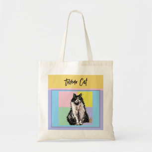 Bolsa Tote Gato Tuxedo Pastel Gatos Mulheres Cores Pastel