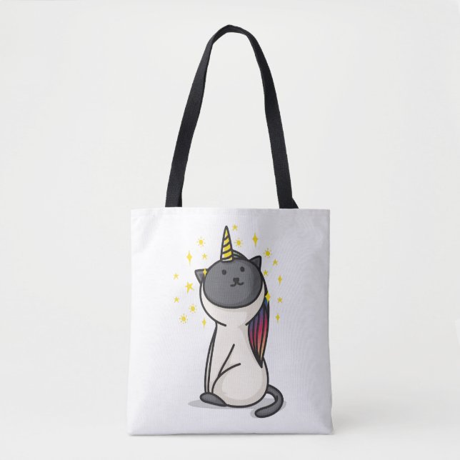 Bolsa Tote gato unicórnio (Frente)