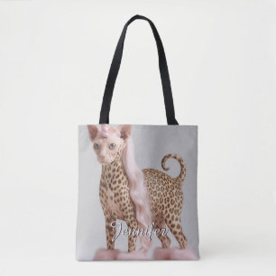 Bolsa Tote Gato Unicórnio Leopardo Glam em Saltos de Pelúcia