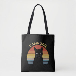 Bolsa Tote Gato vampiro engraçado de vampiro retro pôr do sol