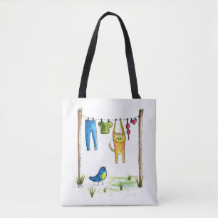 Bolsa Tote Gato Whimsic em uma Linha de Fechamento