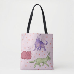 Bolsa Tote Gatos Alienígenas Gato Espacial Caprichoso Diverti