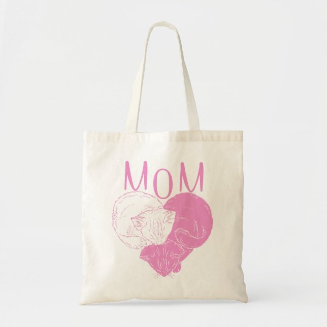 Bolsa Tote Gatos Cardíacos Rosa MOM (Frente)