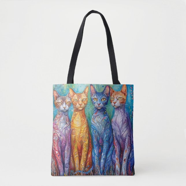 Bolsa Tote Gatos coloridos fofos (Frente)