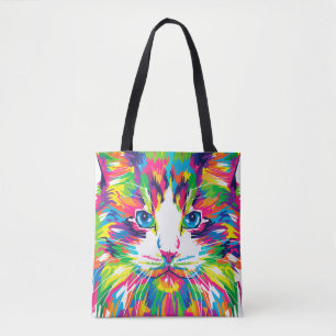Bolsa Tote Gatos Coloridos Imagens Estéticas De Gatos