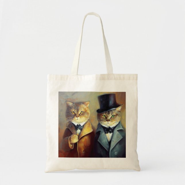 Bolsa Tote Gatos como Holmes e Watson (Frente)
