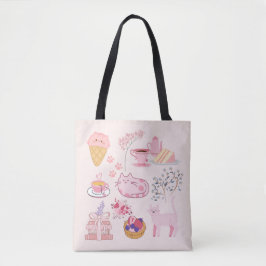 Bolsa Tote Gatos Cor-de-Rosa