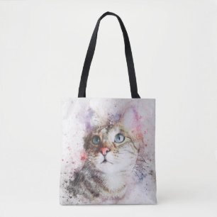 Bolsa Tote Gatos De Aquarela