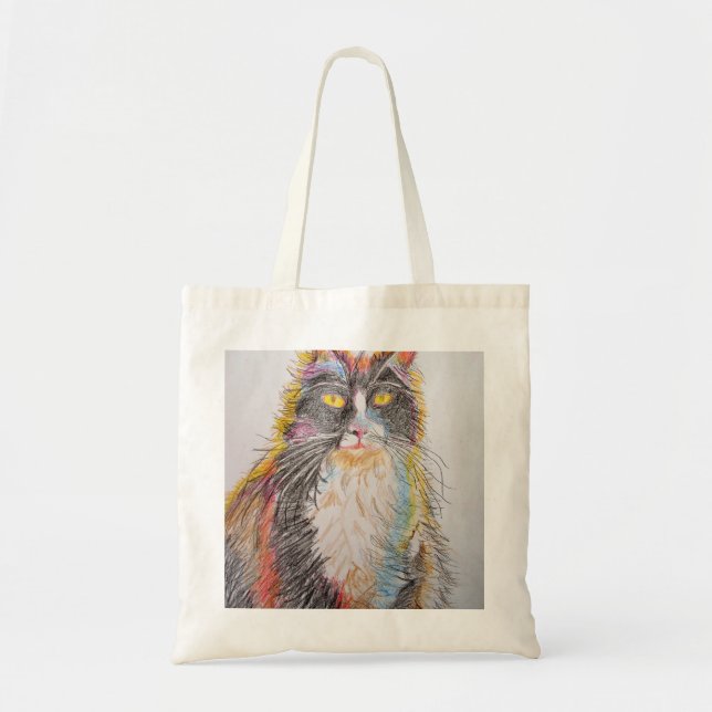 Bolsa Tote Gatos De Arte De Gato De Tuxedo Bonito (Frente)