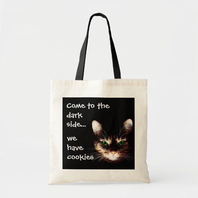 Bolsa Tote Gatos de Badass - "o lado escuro tem biscoitos " (Frente)