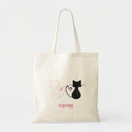 Bolsa Tote Gatos De Coração Coração Corinto Corinto Com Fitas