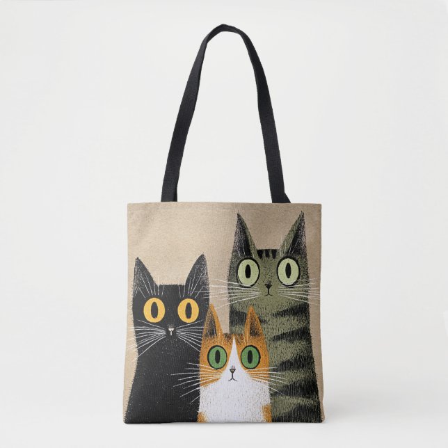 Bolsa Tote Gatos de Desenho Animado Fofos (Frente)