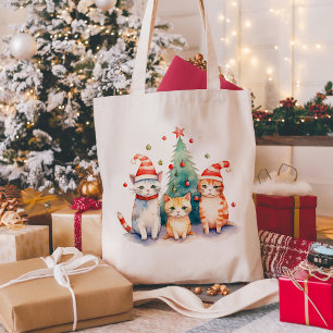 Bolsa Tote Gatos De Natal Bons E Felizes