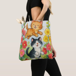 Bolsa Tote Gatos-do-mato-ralados no jardim