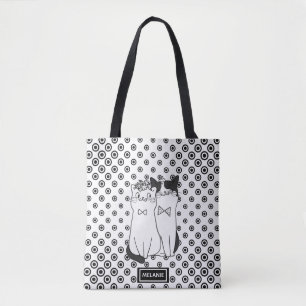 Bolsa Tote Gatos Dotty Bonitos no Amor Personalizados