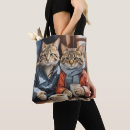 Bolsa Tote Gatos e Café