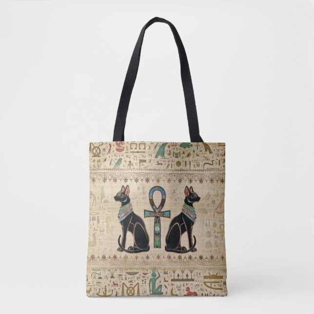 Bolsa Tote Gatos Egípcios e cruz do tornozelo (Frente)