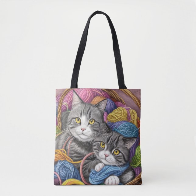 Bolsa Tote Gatos em uma cesta (Frente)