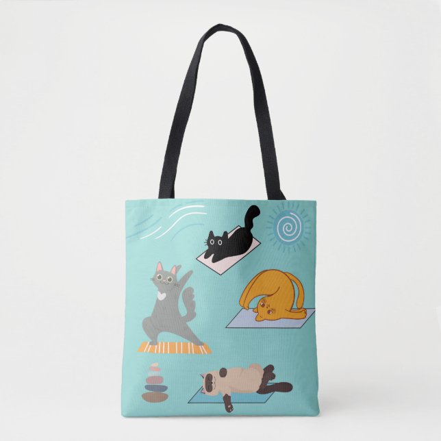 Bolsa Tote Gatos Engraçados Em Yoga (Frente)