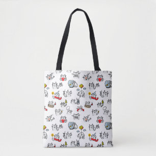 Bolsa Tote Gatos engraçados, leite e magia.
