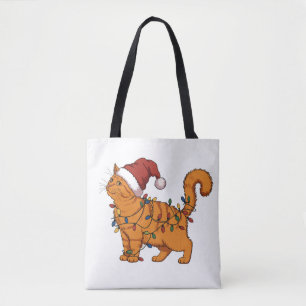 Bolsa Tote Gatos Engraçados Natal Gato Laranja Mãe Amante de