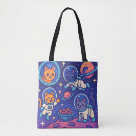 Bolsa Tote Gatos Espaciais - Gatinhos Astronautas Reproduzíve