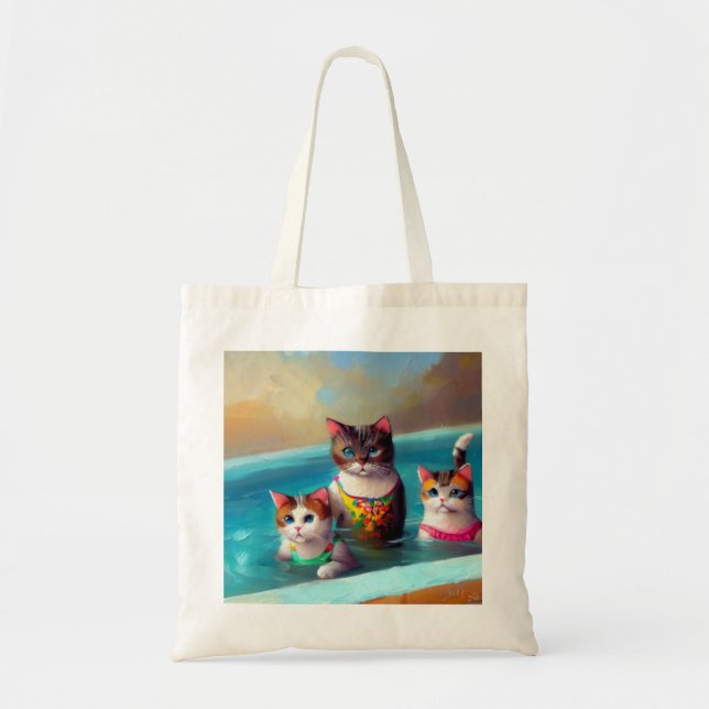 Bolsa Tote Gatos Nadando (Frente)