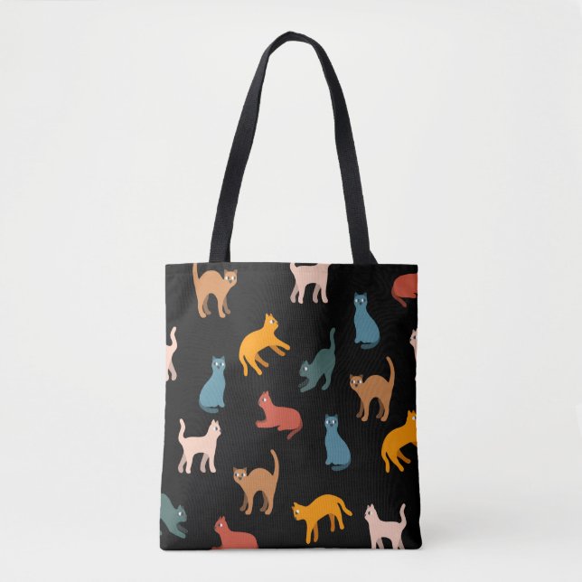 Bolsa Tote Gatos no preto (Frente)
