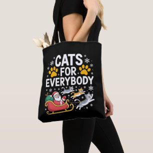Bolsa Tote Gatos Para Todos Natal Papai Noel Trenó Neve
