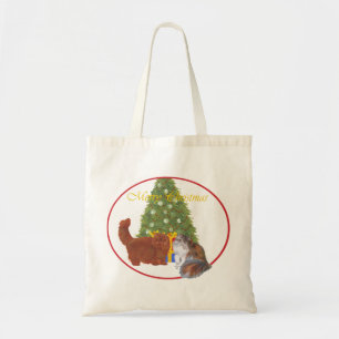 Bolsa Tote Gatos Persas Vermelhos e Calico Natal