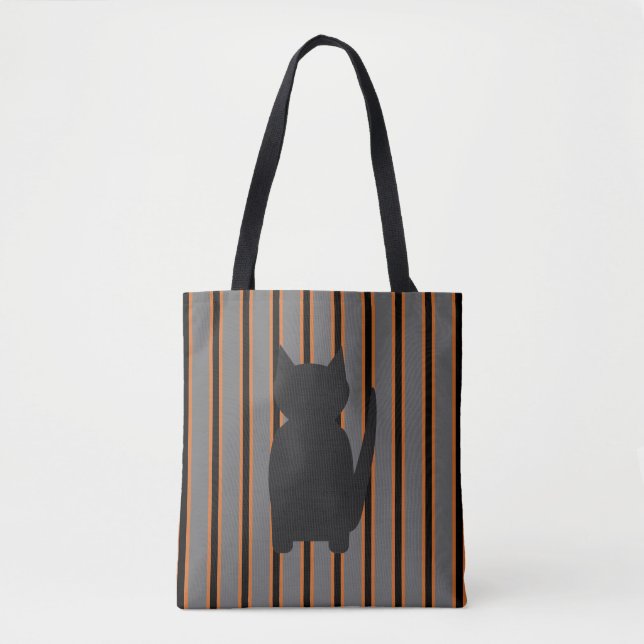 Bolsa Tote Gatos preto de silhuetas no Halloween e Rico (Frente)