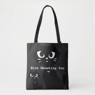 Bolsa Tote Gatos pretos afortunados que cumprimentam