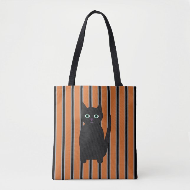 Bolsa Tote Gatos Pretos do Halloween, Rico e divertidos (Frente)