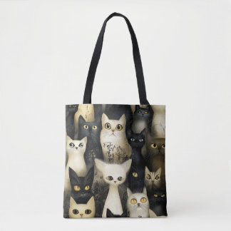 Bolsa Tote gatos pretos e brancos