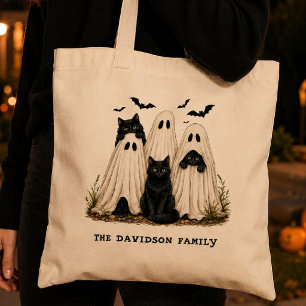 Bolsa Tote Gatos Pretos Morcegos Fantasmas Fofos Halloween