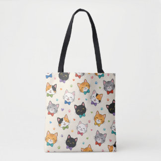 Bolsa Tote Gatos sorrindo com gravatas borboleta