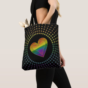 Bolsa Tote Gay LGBTQ Pride Month Love Rainbow Heart Dots