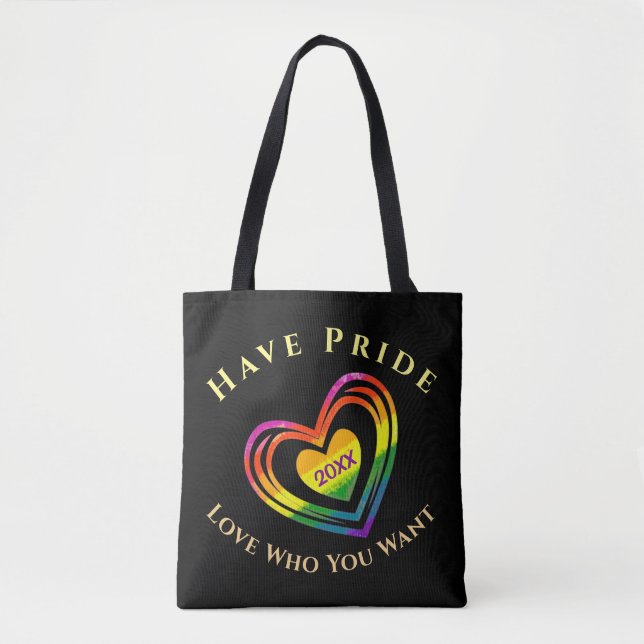 Bolsa Tote Gay LGBTQ Tem Orgulho Mês De Amor Quem Você Quer (Frente)