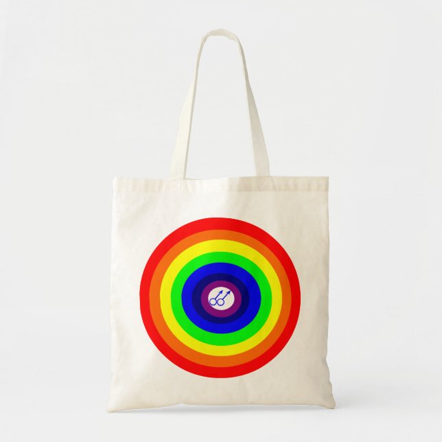 Bolsa Tote Gay masculino rodando Arco-Íris Orçamento Toalha S (Frente)