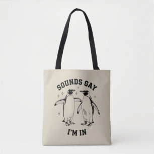 Bolsa Tote Gay Penguin Sounds Gay I in Vintage Queer Lgbtq
