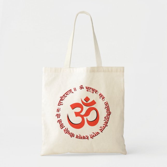 Bolsa Tote Gayatri Mantra "Om Bhur Bhuva Swah" (Frente)